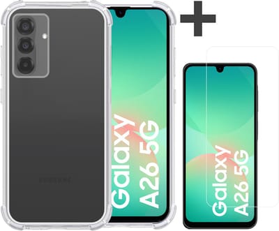 Hoesje met Screenprotector Geschikt voor Samsung Galaxy A26 Hoesje Siliconen Shockproof Case - Arara Backcover- Transparant