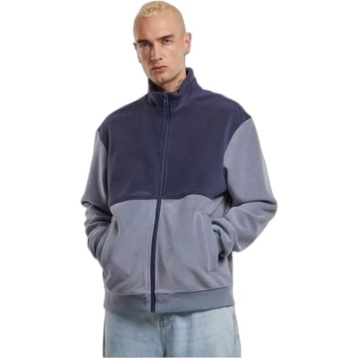 Urban Classics - Colour Block Polar Fleece Jacket - 5XL - Blauw/Grijs