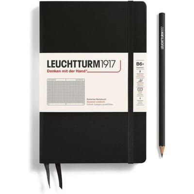 Leuchtturm1917 notitieboek, hardcover, paperback (b6+), geruit, zwart