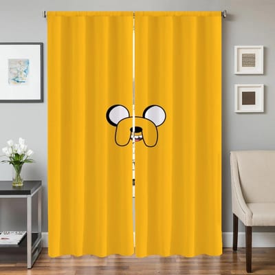 Raam Keukengordijnen voor Woonkamer 2 Stuks Verduisterende Gordijnen Deurgordijn A-adventure Time Slaapkamer Decoratie Scheidingswand W50xH70cmx2pcs-CL yellow