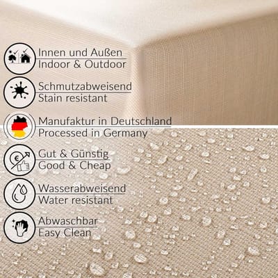 Waterafstotend Katoenpolyester Tafelkleed Beige 260x140cm Met Lotus Effect