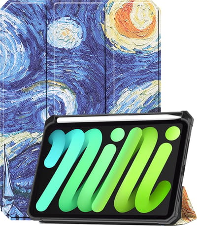 Hoesje Geschikt voor Apple iPad Mini 7 (2024) - 8.3 inch - 7e Generatie - Dun & Stevig - Trifold Bookcase - Hard Cover Case - Met Uitsparing Geschikt voor Apple Pencil - Hardcover Book - Tablet Hoes - Sterrenhemel