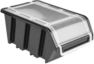 Stapelbox met deksel werkplaats Stapelkist Sorteerbox Box 160x230x120 Zwart | stapelkisten kunststof opslagboxen stapelbaar
