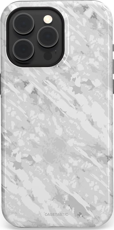 Casetastic hoesje geschikt voor Apple iPhone 15 Pro Max - MagSafe - Dubbellaagse bescherming - Winterse Camouflage - Fashion Case - Lichtgrijs Wit