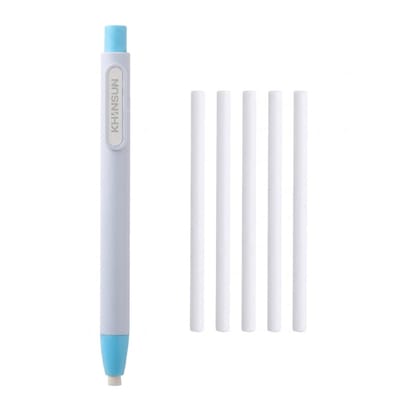 Blauw gum pen drukknop gummen set vervangbare gum navulling correctie gum pen beide 6 stuks potlood gum