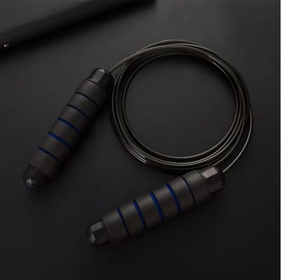 Verzwaard springtouw - verstelbaar - foam handgrepen - fitness - krachttraining - zwart/blauw