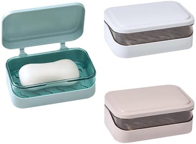 Allecto - Rectangular Soap Dishes - 3 Stuks, 2 Lagen, Waterdichte Zeepdoos voor Badkamer en Reizen