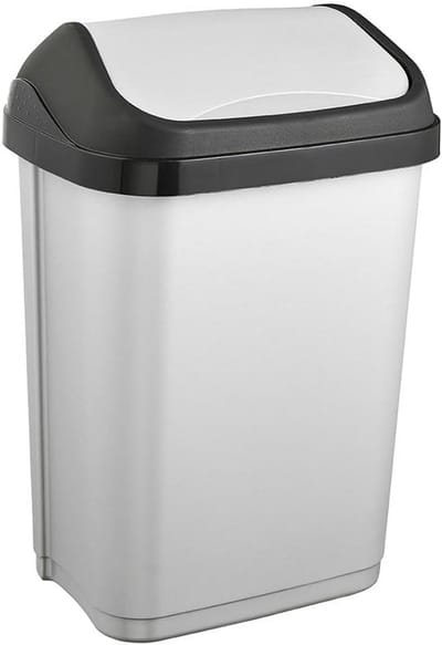 Prullenbak met Kantelklep 10 Liter Licht Zilver