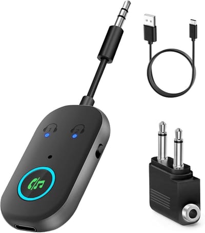 Bluetooth 5.3-ontvanger – 2-in-1 Bluetooth-zender – 3,5 mm Bluetooth-adapter – Bluetooth-ontvanger – Ondersteunt 2 voor AirPods/hoofdtelefoons – AUX-zender voor TV/PC/Auto/Gym/Vliegtuig/Luidspreker