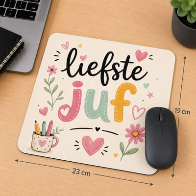 Muismat Liefste Juf – 23 x 19 cm – Cadeau voor Juf – Bureau Accessoire – Bedankt Juf – Juffendag Cadeau