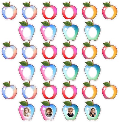 Dailygoods- Decoratiekaarten 45 Stuks - Appel Prikbord - Fruitthema - Kleurrijke Wanddecoratie - Papier - Gebruiksvriendelijk