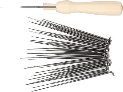 Viltgereedschapsset - Naaldvilt set - DIY Ambacht - Houten handvat - 30 naalden - Zwart