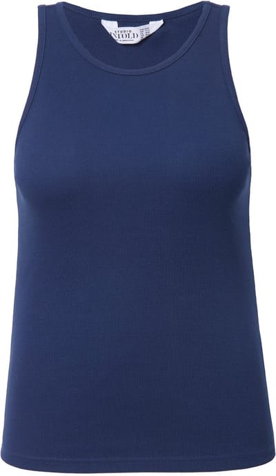 Studio Untold - Dames - Tanktop slim model ribjersey - Donkerblauw - Maat 54+