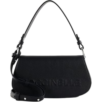 COCCINELLE Leren Handtas Schoudertas Myrtha Maxi Log Mini Crossbody Bag Noir Zwart