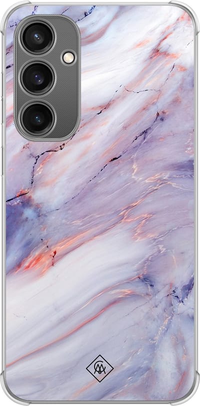 Casimoda® hoesje - Geschikt voor Samsung Galaxy S23 FE - Marmer Paars - Shockproof case - Extra sterk - TPU/polycarbonaat - Roze, Transparant