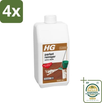 HG Parketreiniger Extra Sterk 1 liter - Voordeelverpakking - 4 stuks - Hardnekkig vuil - Laklaag