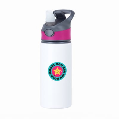 Hacebo® - you are my role model waterfles met rietje roze - Model - iemand die een voorbeeld is voor anderen - voorbeeldfunctie - verjaardagscadeau - verjaardag - cadeau - kado - geschenk - gift - water fles - 650ML