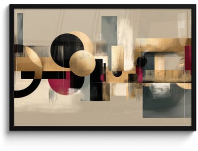 Poster in lijst - Fotolijst 90x60 cm - Posters - Abstract - Vormen - Beige - Texturen - Posterlijst zwart - Decoratie - Wanddecoratie woonkamer - Muurdecoratie slaapkamer