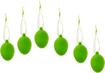 Cepewa Paaseieren hangdecoraties - groen - set van 6x stuks - 4 x 6 cm - kunststof - Pasen versiering