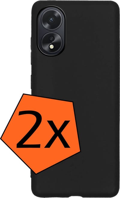 Hoes - 2 Stuks - Geschikt voor OPPO A18 - Sterk & Shockproof - Case Siliconen - Back Cover - Telefoon Hoes - Zwart