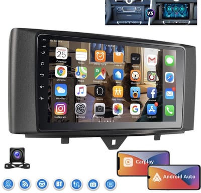 ESSGOO Autoradio met Draadloos Carplay en Android Auto - Geschikt voor BENZ Smart Fortwo 451 2011-2015 - radio met navigatie - Android 15 - 4+64GB - Bluetooth & Wifi USB & FM RDS & Achteruitrijcamera