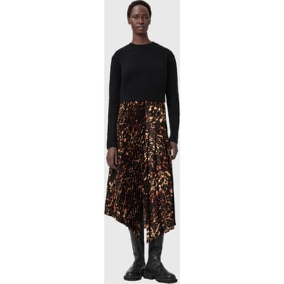 AllSaints Jax Pardus Dress Black/bitter Brown Taglia: L | Maxi abiti Outlet | Donna | Marrone