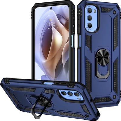 Hoesje geschikt voor Moto G41 / Hoesje geschikt voor Moto G31 hoesje Hybrid Armor Anti-Shock hoesje Blauw - Hoesje geschikt voor Moto G31 / G41 Hoesje kickstand Ring houder cover TPU backcover hoesje