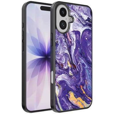 Geschikt voor iPhone 17 Telefoonhoesje met Paars Goud Marmer Opdruk - TPU Backcover Case Purple Gold Marble Design - Paars Goud - Smartphonica geschikt voor iPhone 17