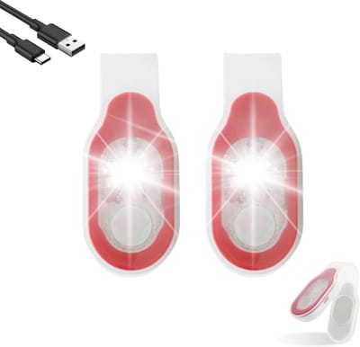 Set van 2 nachtlampjes met clip, USB oplaadbaar, magnetisch, 3 standen, geschikt voor nachtdiensten, verpleegkundigen, hardlopen, joggen en kamperen - Rood