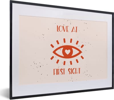 Fotolijst incl. Poster - Spreuken - Quotes - Love at first sight - Liefde - Koppel - 40x30 cm - Posterlijst