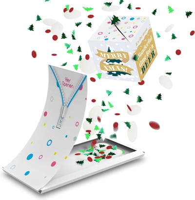 Boemby - Exploderende Confettikubus - Kerst Cadeautje - Kerstkaart - Brievenbus Cadeau - Kerstbal kubus - Origineel en Uniek