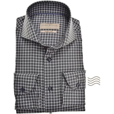 John Miller Overhemd Disk Dot Cutaway Slim Fit Donker Blauw / male