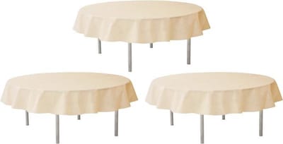 3x Ivoorwitte ronde tafelkleden/tafellakens 240 cm stof - Ronde tafelkleden Opaque Ivory white - Ivoorwitte tafeldecoraties - Ivoorwit thema