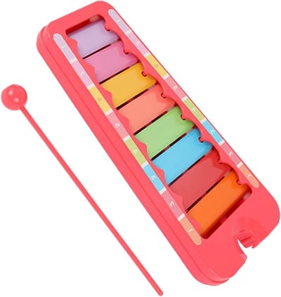 Rood Klokkenspel - Muziekinstrument Xylofoon - Muziek Maken - 8 Kleurrijke Tonen - 60x40x20 cm - Rood