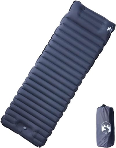 Kampeermatras Zelfopblazend - Slaapmat 1-persoons - Buiten slapen - Ingebouwde voetpomp - 190 x 68 x 10 cm - Grijs