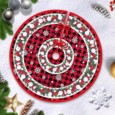 Kerstboomrok 48 Inch - Dubbele Krans - Sneeuwvlokken en Bladeren - Creëer een feestelijke sfeer - ShopVlot