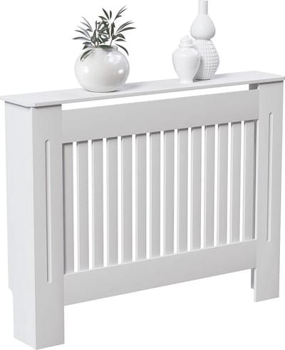 Moderne radiatorafdekking met lamellendesign in wit - Middelgroot