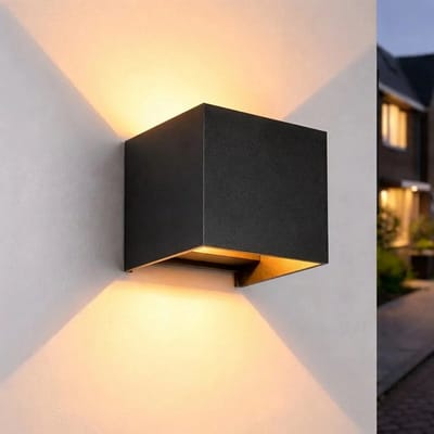 Luminize buitenlamp met schemersensor - wandlamp met dag en nacht sensor - 12x12x12cm - 2700k - 12w - zwart - LED