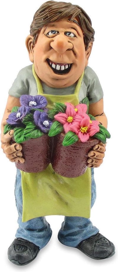 Grappige beroepen beeldje Bloemist - bloembinder - marktkoopman- de komische wereld karikatuur beeldjes – komische beeldjes – geschenk voor – cadeau -gift -verjaardag kado