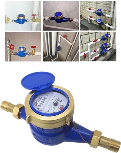 Watermeter Koud Water - Debietmeter Natte Tafel - Tuin en Huis - Duidelijke Afleesbaarheid - 15mm Aansluiting - Brons