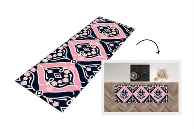 Keukenloper - Loper keuken - Bloemen - Roze - Ornament - Design - 150x50 cm - Keukenloper vinyl