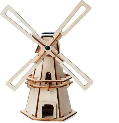 De Bouwplaats Bouwpakket Molen - Houten windmolen op zonne-energie - 8+ jaar