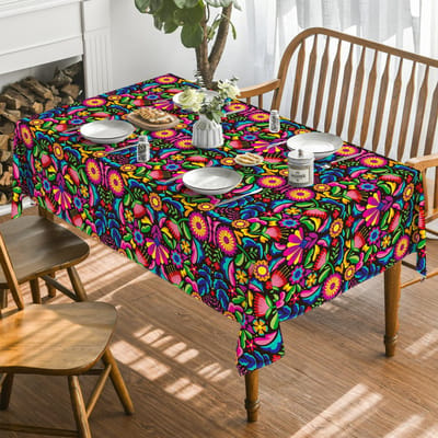 Mexique Dia De Muertos Nappe Fête Mexicaine Jour des Morts Nappe de Table Décoration Table à Manger Décorations d'Halloween 90x140cm