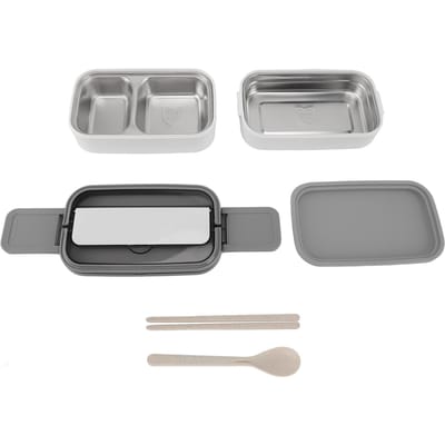 Lunchbox Dubbele Laag Magnetronbestendig Lekdicht Roestvrij Staal Draagbaar Verdeeld Bento Box voor White