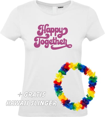 Dames T-shirt Happy Together Regenboog | Love for all | Gay Pride | Regenboog LHBTI | Wit dames | maat S