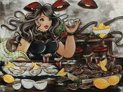 Diamond painting- dikke dames oesters- HQ Diamond Painting Pakket - volledig dekkend - Diamant Schilderen – voor Volwassenen – ROND - 40 x 50 CM- TOPMO