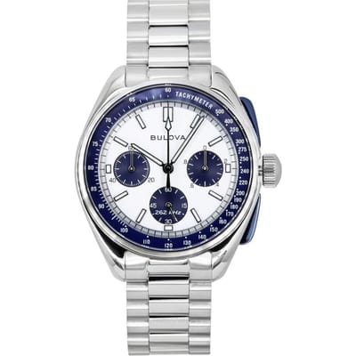 Bulova Lunar Pilot Archive Series Special Edition Chronograaf Zilveren Wijzerplaat Quartz 98K112 Herenhorloge Met Extra Band zilver