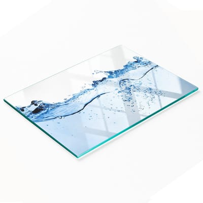 Keuken serveerplank van gehard glas met waterprint, 80x52 cm