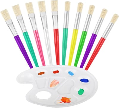 Kunstenaarskwasten Set voor Kinderen - 10 Stuks, Ideaal voor Acryl- en Waterverf, Geschikt voor Beginners en Schoolprojecten