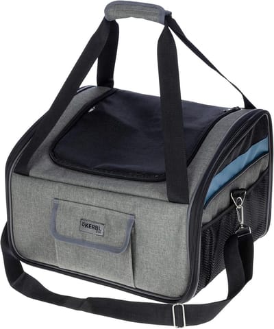 Autostoel tas - Reisstoel huisdier - Veilig reizen - Verstelbare riemen - 44x35x30cm - Grijs/blauw
